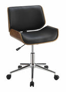 Adjustable Height Office Chair - Black And Chrome - Wood Walnut Finish-Washburn's Home Furnishings