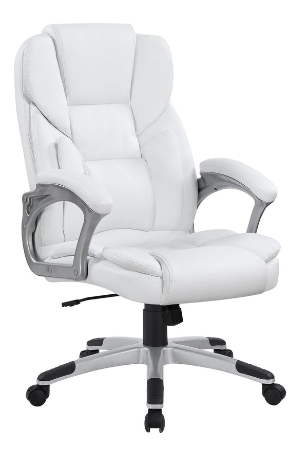 Adjustable Height Office Chair - White And Silver-Washburn's Home Furnishings