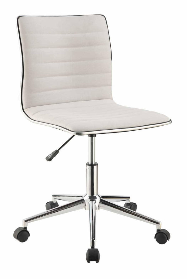 Adjustable Height Office Chair - White Fabric And Chrome-Washburn's Home Furnishings