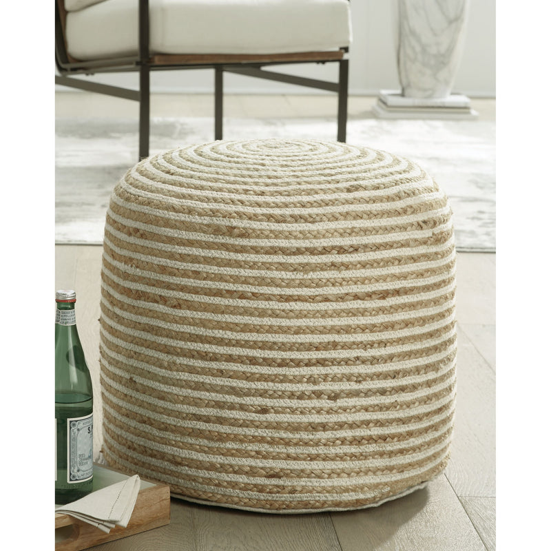 Aildon - Natural/white - Pouf-Washburn's Home Furnishings