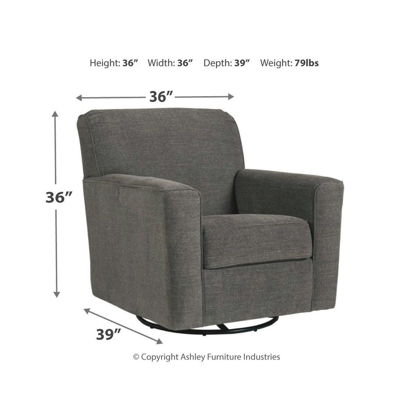 Alcona - Charcoal - Swivel Glider Accent Chair-Washburn's Home Furnishings