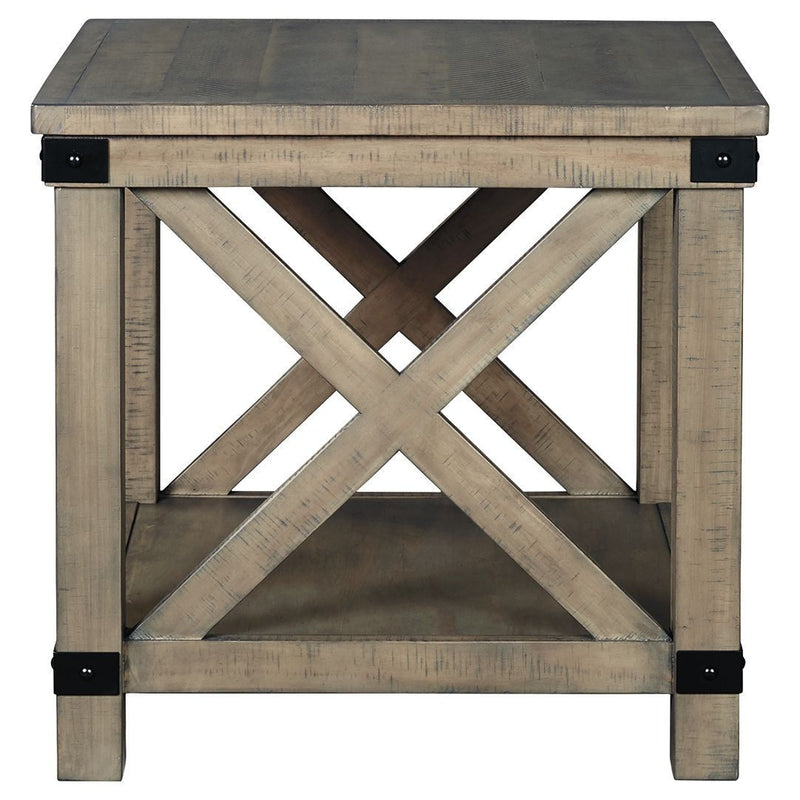 Aldwin - Gray - Rectangular End Table - Crossbuck Styling-Washburn's Home Furnishings