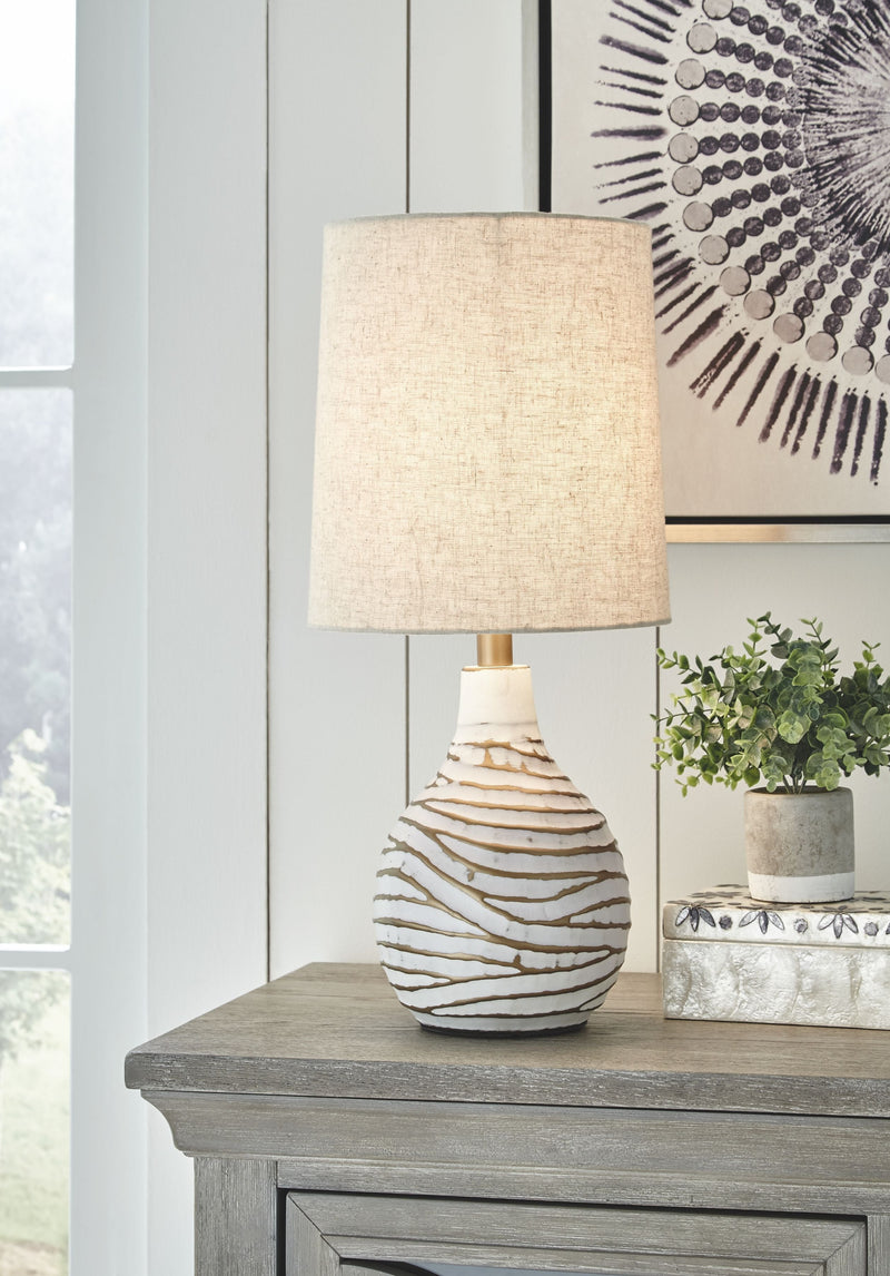 Aleela - White/gold Finish - Metal Table Lamp (1/cn)-Washburn's Home Furnishings