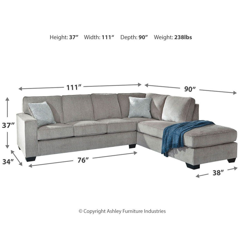 Altari - Alloy - Left Arm Facing Full Sofa Sleeper 2 Pc Sectional-Washburn's Home Furnishings