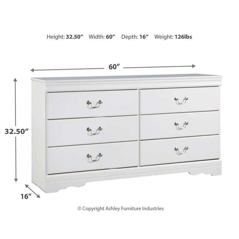 Anarasia - White - Six Drawer Dresser-Washburn's Home Furnishings