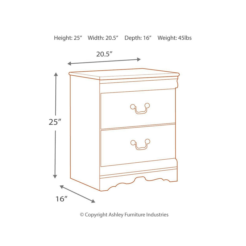 Anarasia - White - Two Drawer Night Stand-Washburn's Home Furnishings