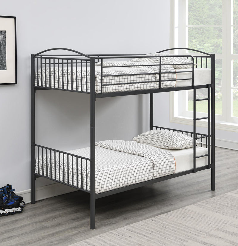 Anson - Twin Over Twin Bunk Bed With Ladder - Gray-Washburn's Home Furnishings