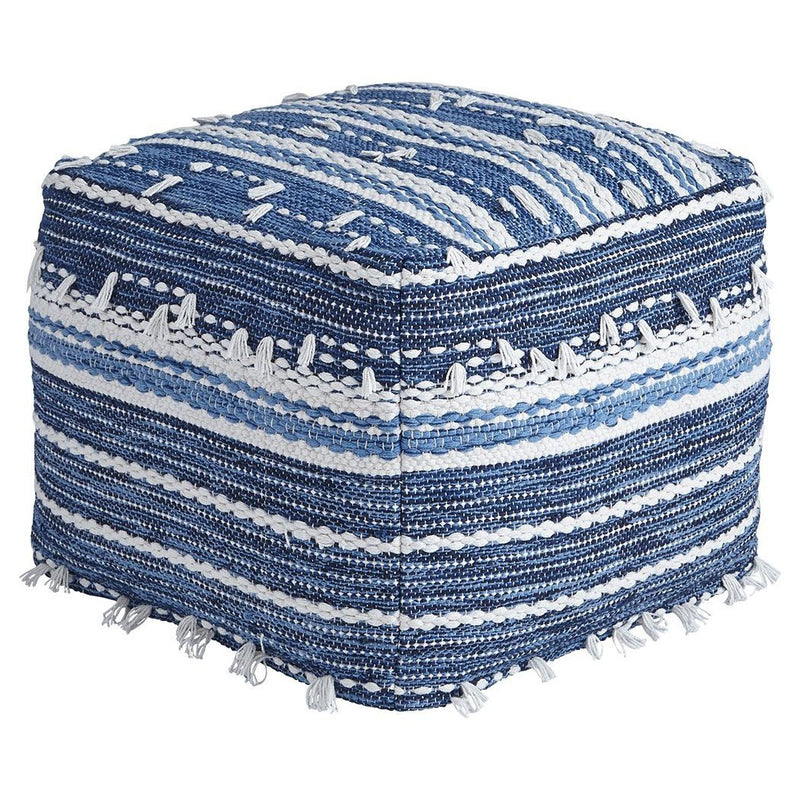 Anthony - Blue/white - Pouf-Washburn's Home Furnishings