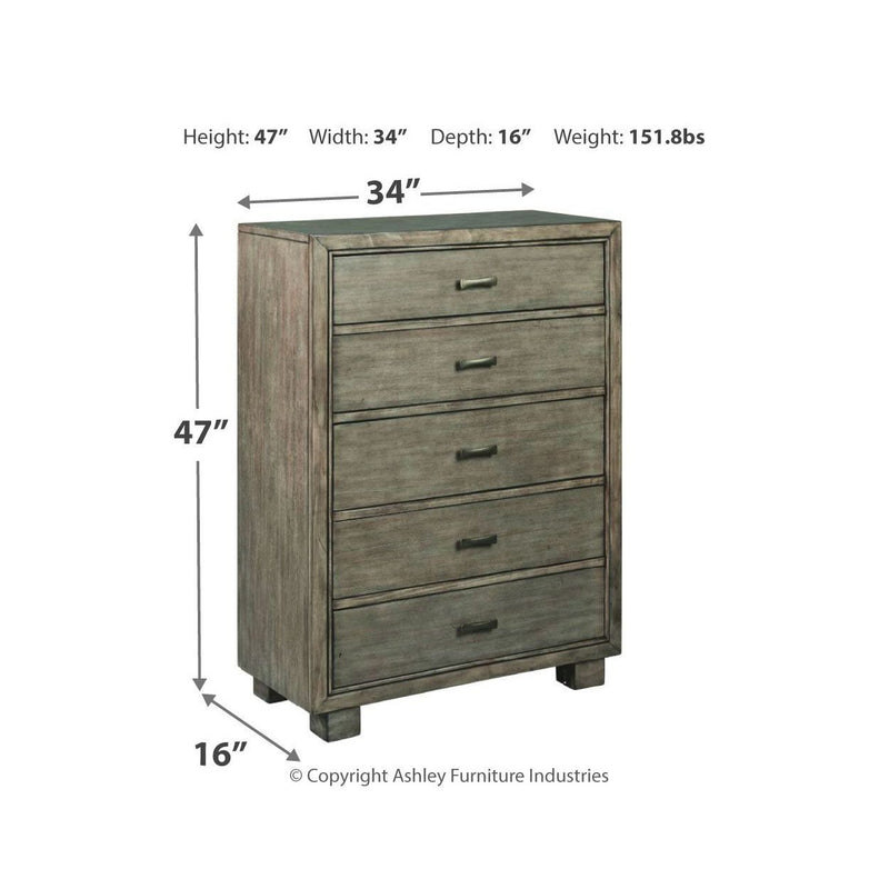 Arnett - Gray - Five Drawer Chest-Washburn's Home Furnishings