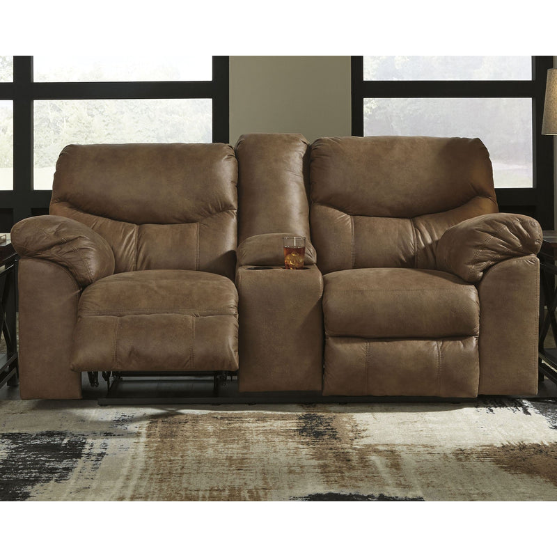 Boxberg - Light Brown - Dbl Rec Pwr Loveseat W/console-Washburn's Home Furnishings