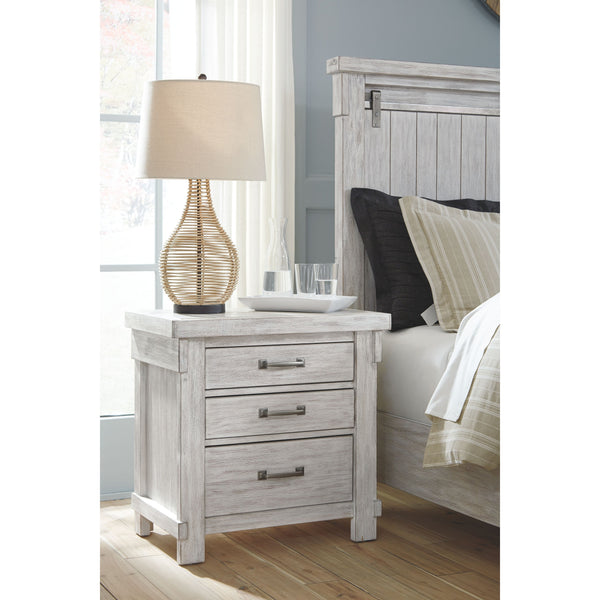 Brashland - White - Three Drawer Night Stand-Washburn's Home Furnishings