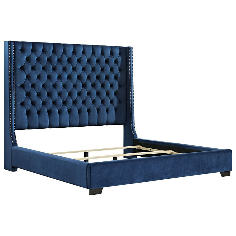 Ashley Coralayne Blue King Upholstered Headboard & Upholstered Footboard w/Rails-Washburn's Home Furnishings