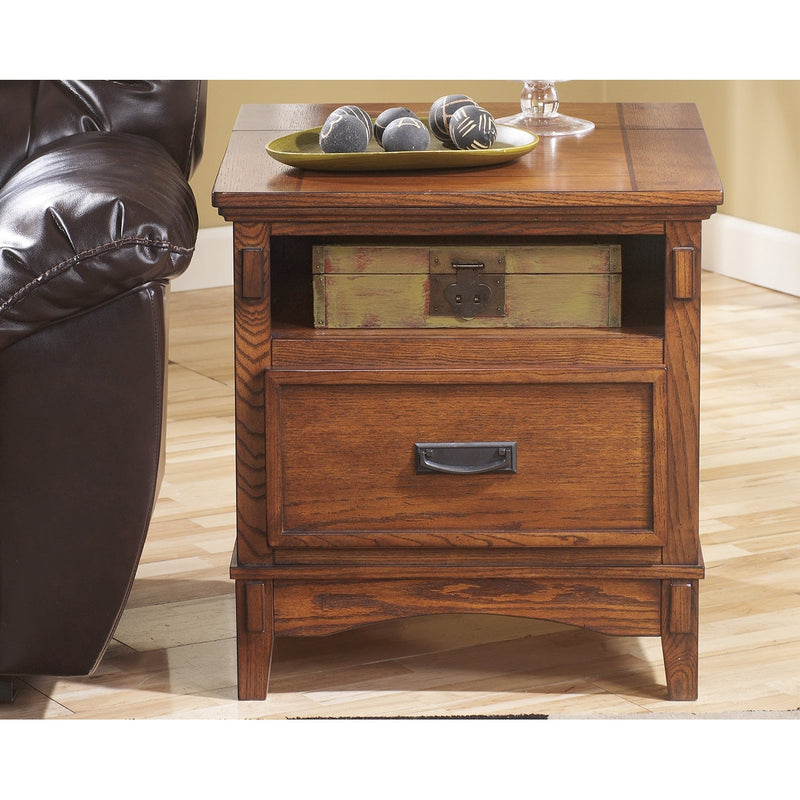 Ashley Cross Island - Medium Brown Rectangular End Table-Washburn's Home Furnishings