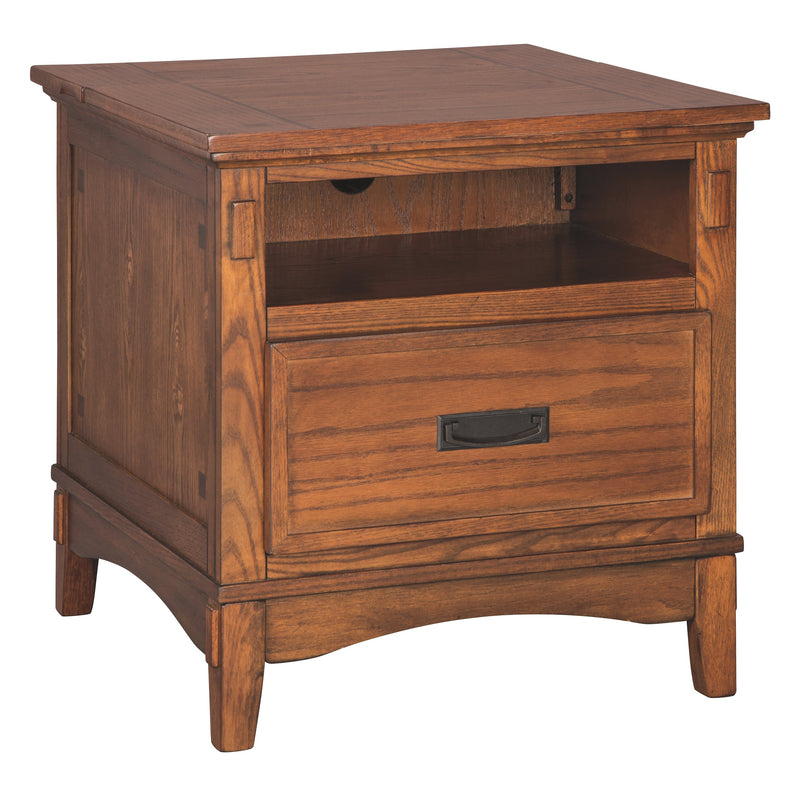 Ashley Cross Island - Medium Brown Rectangular End Table-Washburn's Home Furnishings