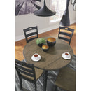 Froshburg - Grayish Brown/Black - Round DRM Drop Leaf Table-Washburn's Home Furnishings