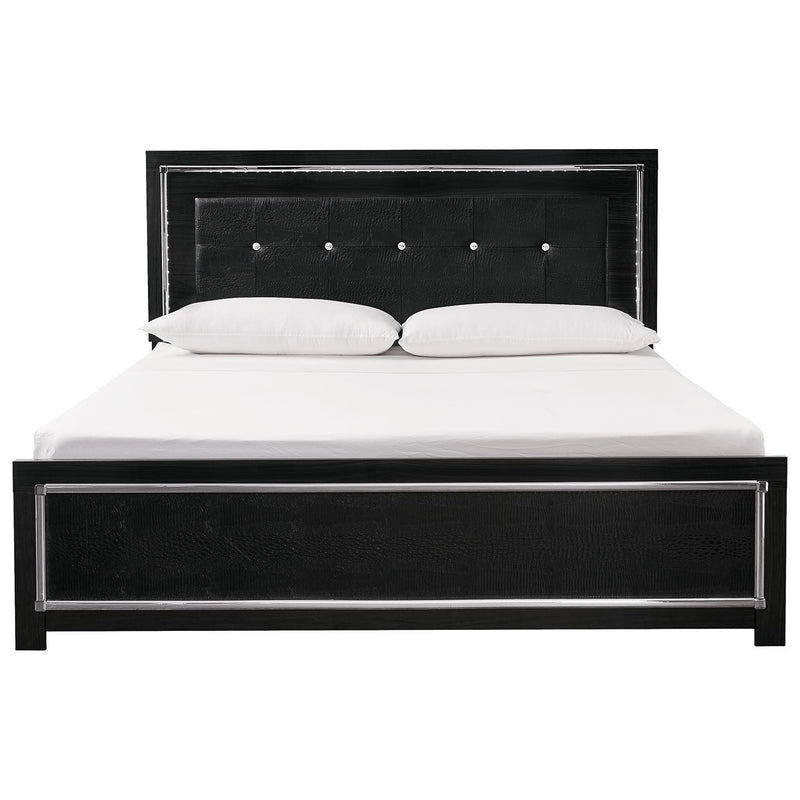 Kaydell - Black - King Upholstered Panel Bed, Roll Slats-Washburn's Home Furnishings