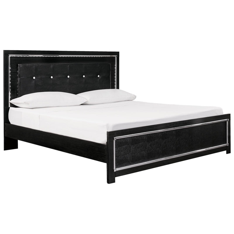 Kaydell - Black - King Upholstered Panel Bed, Roll Slats-Washburn's Home Furnishings