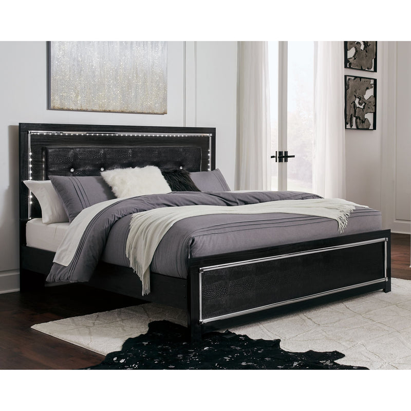 Kaydell - Black - King Upholstered Panel Bed, Roll Slats-Washburn's Home Furnishings