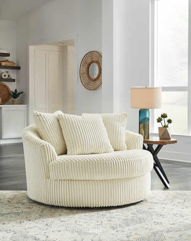 Ashley Lindyn Oversized Swivel Accent Chair in Ivory-Washburn's Home Furnishings