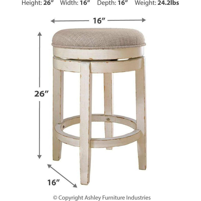 Realyn - Chipped White - UPH Swivel Stool (1/CN)-Washburn's Home Furnishings