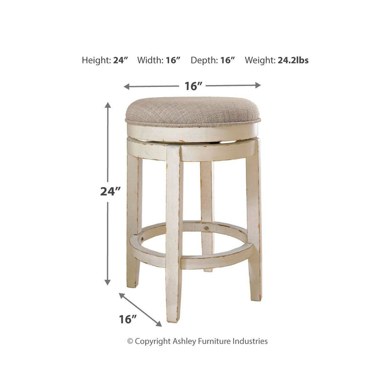 Ashley Realyn - Chipped White - UPH Swivel Stool (1/CN)-Washburn's Home Furnishings