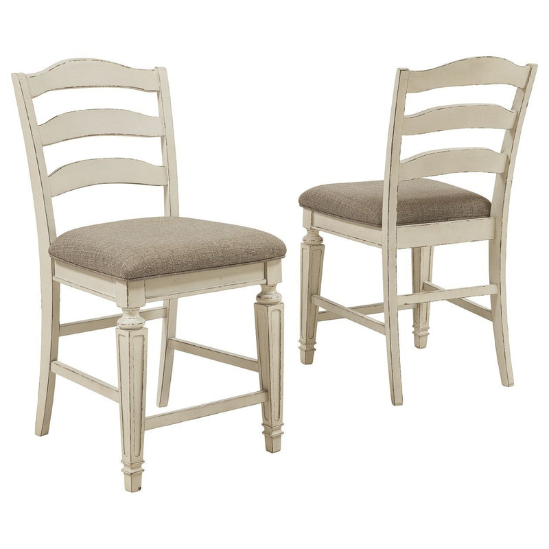 Ashley Realyn - Chipped White - Upholstered Barstool-Washburn's Home Furnishings