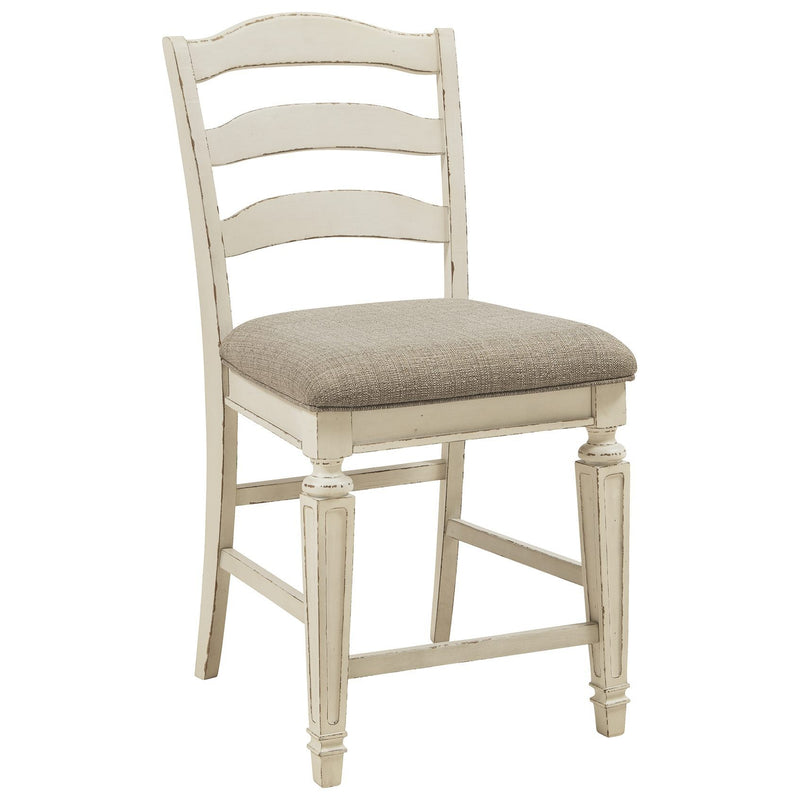 Ashley Realyn - Chipped White - Upholstered Barstool-Washburn's Home Furnishings