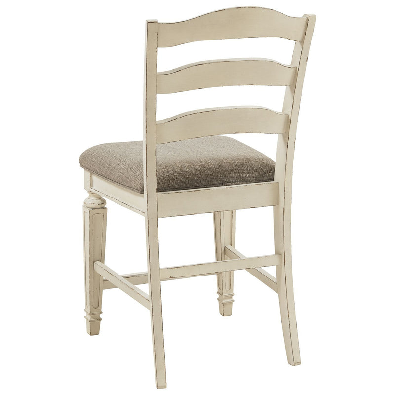 Ashley Realyn - Chipped White - Upholstered Barstool-Washburn's Home Furnishings