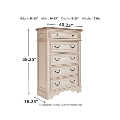 Ashley Realyn - Two-tone - Five Drawer Chest-Washburn's Home Furnishings