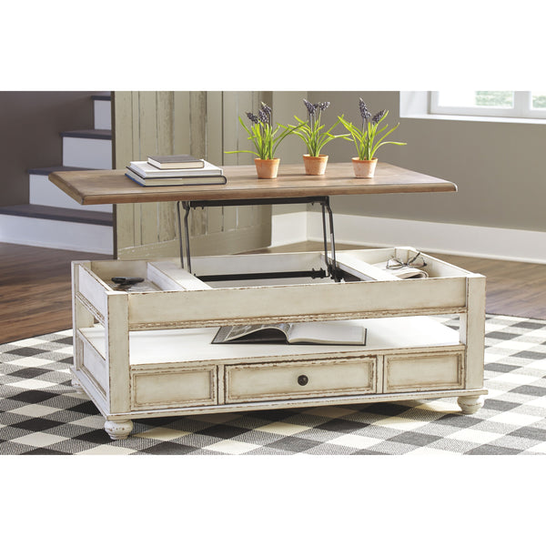 Realyn - White/Brown - Lift Top Cocktail Table-Washburn's Home Furnishings