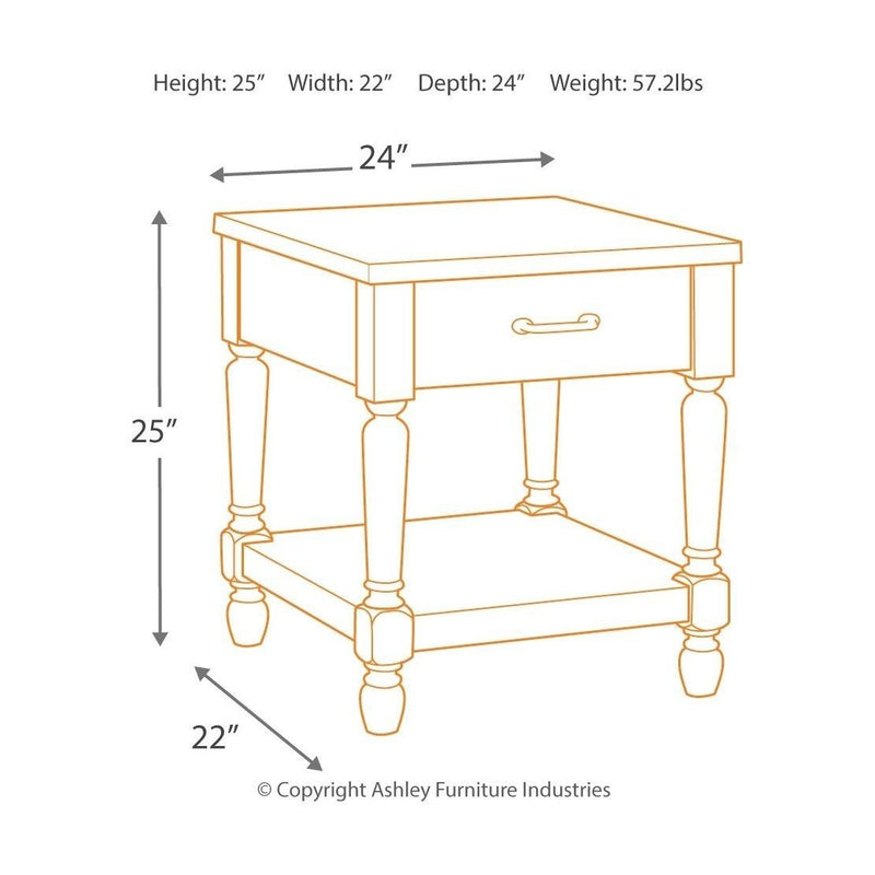 Shawnalore - Whitewash - Rectangular End Table-Washburn's Home Furnishings