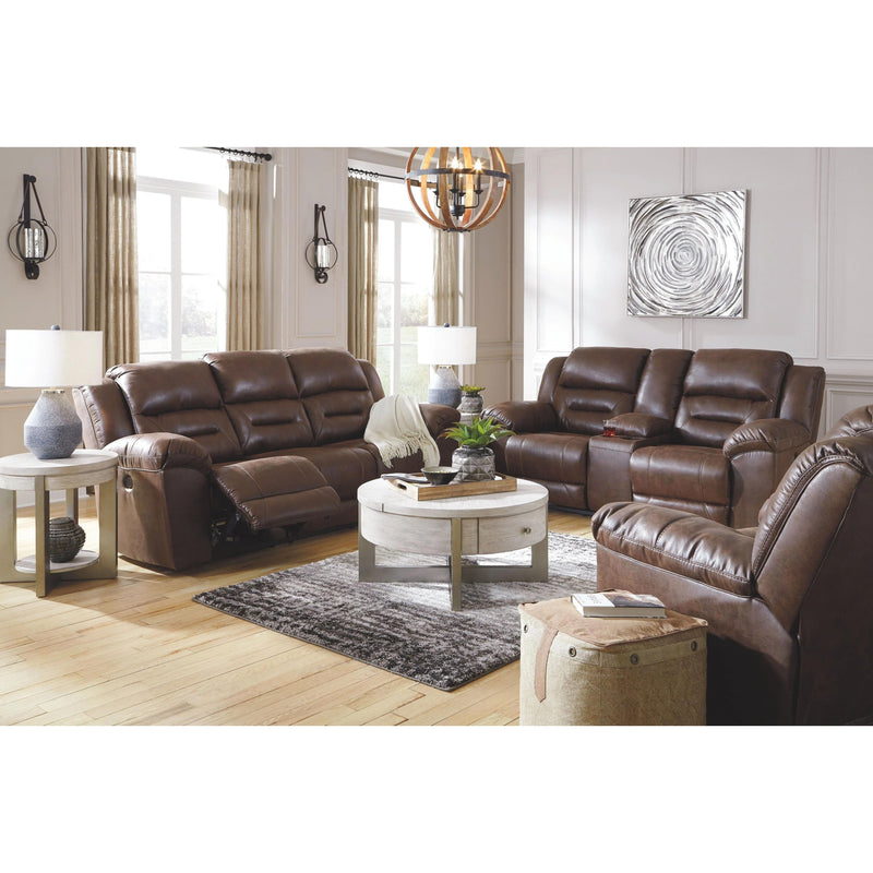 Ashley Stoneland - Chocolate - DBL Rec Loveseat w/Console-Washburn's Home Furnishings