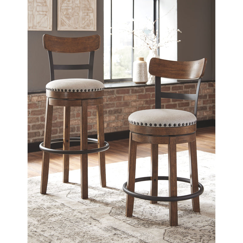 Ashley Valebeck - Brown - UPH Swivel Bar Height Barstool (1/CN)-Washburn's Home Furnishings