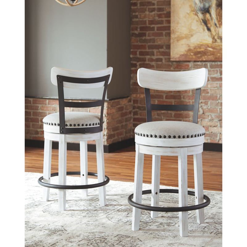 Ashley Valebeck - White - Upholstered Swivel Barstool-Washburn's Home Furnishings