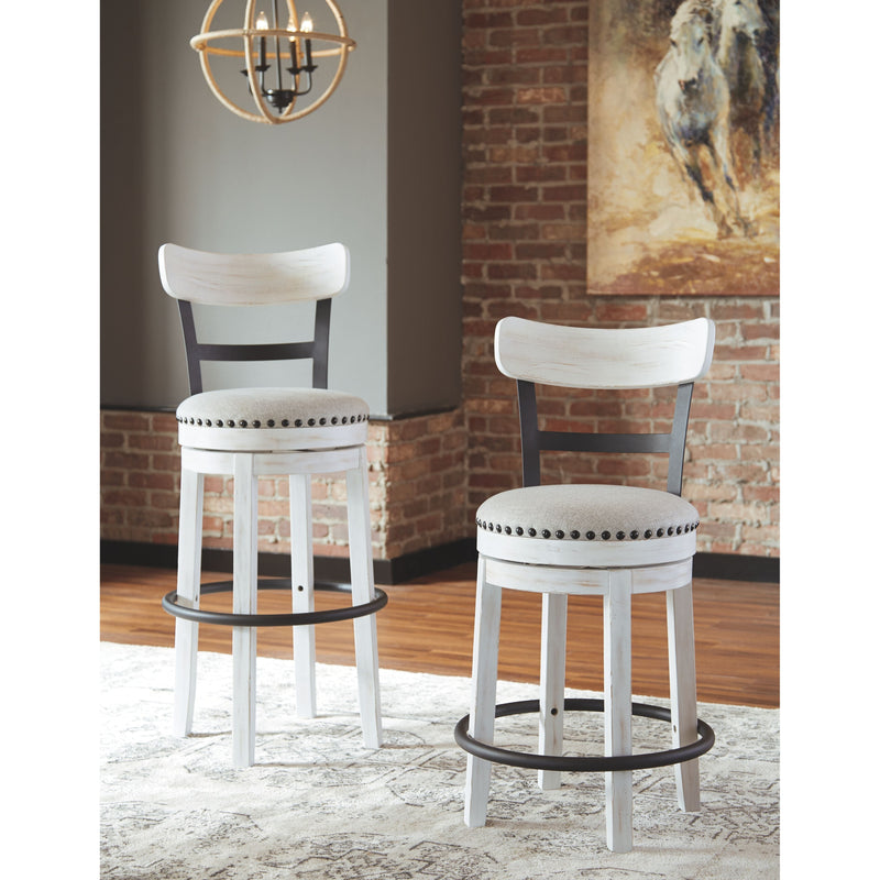 Ashley Valebeck - White - Upholstered Swivel Barstool-Washburn's Home Furnishings