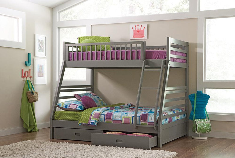 Ashton - Twin Over Full Bunk 2-drawer Bed - Grey-Washburn's Home Furnishings