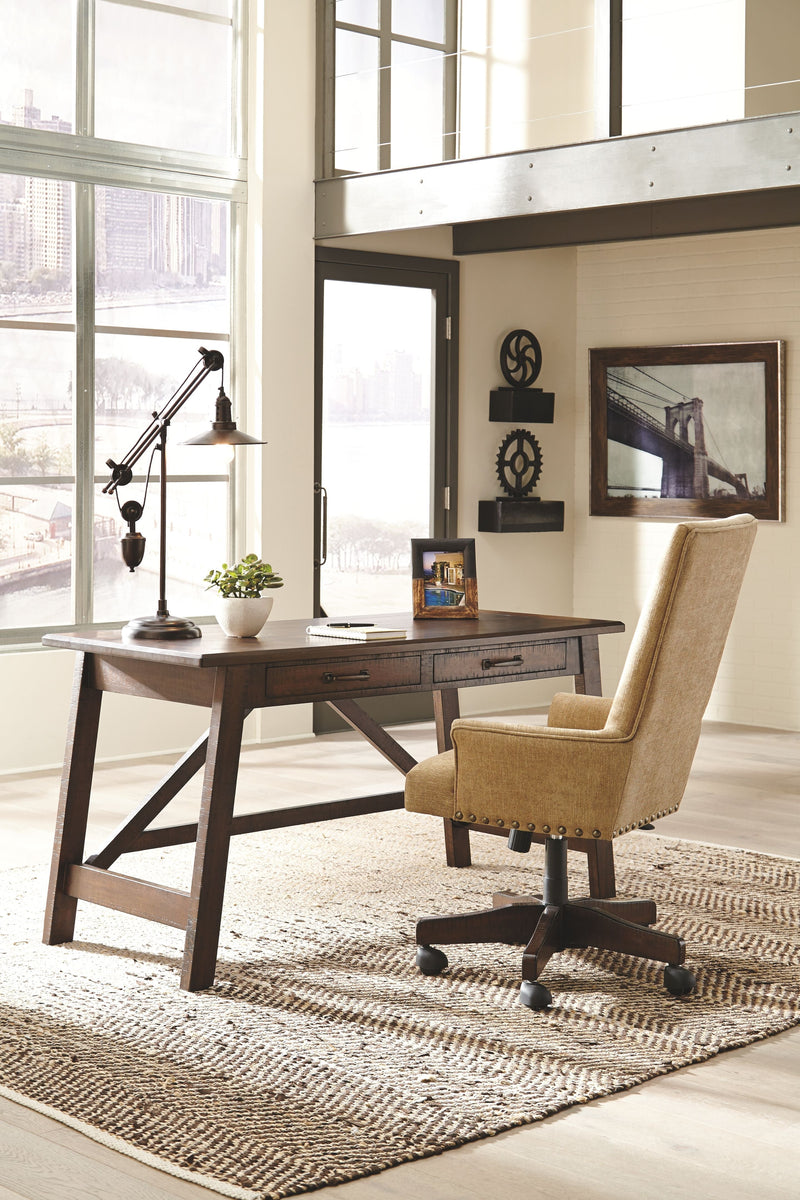 Baldridge - Light Brown - Uph Swivel Desk Chair-Washburn's Home Furnishings