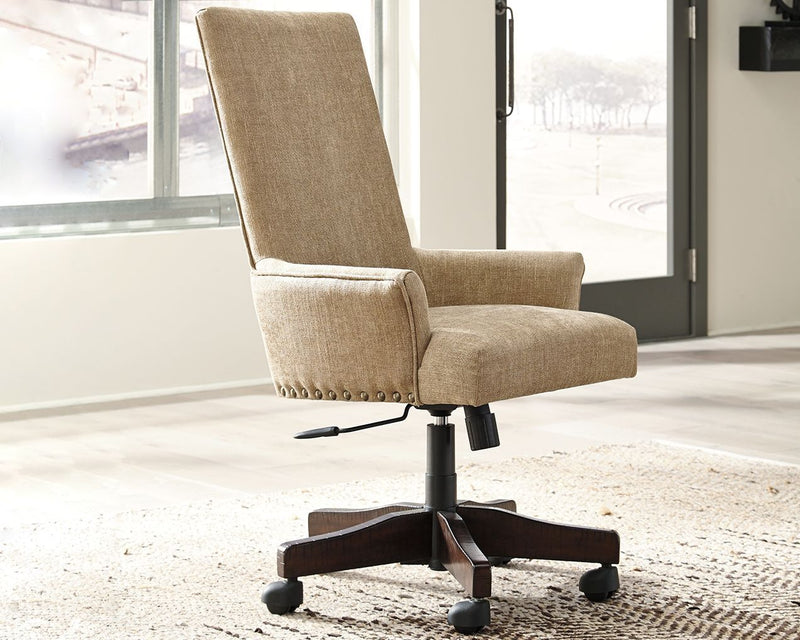 Baldridge - Light Brown - Uph Swivel Desk Chair-Washburn's Home Furnishings