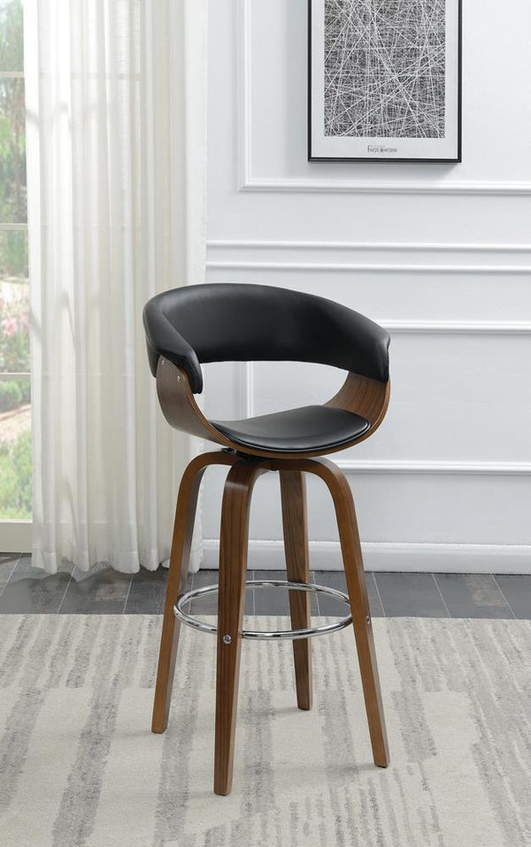 Bar Stools: Wood Swivel Bar Stool - Black-Washburn's Home Furnishings