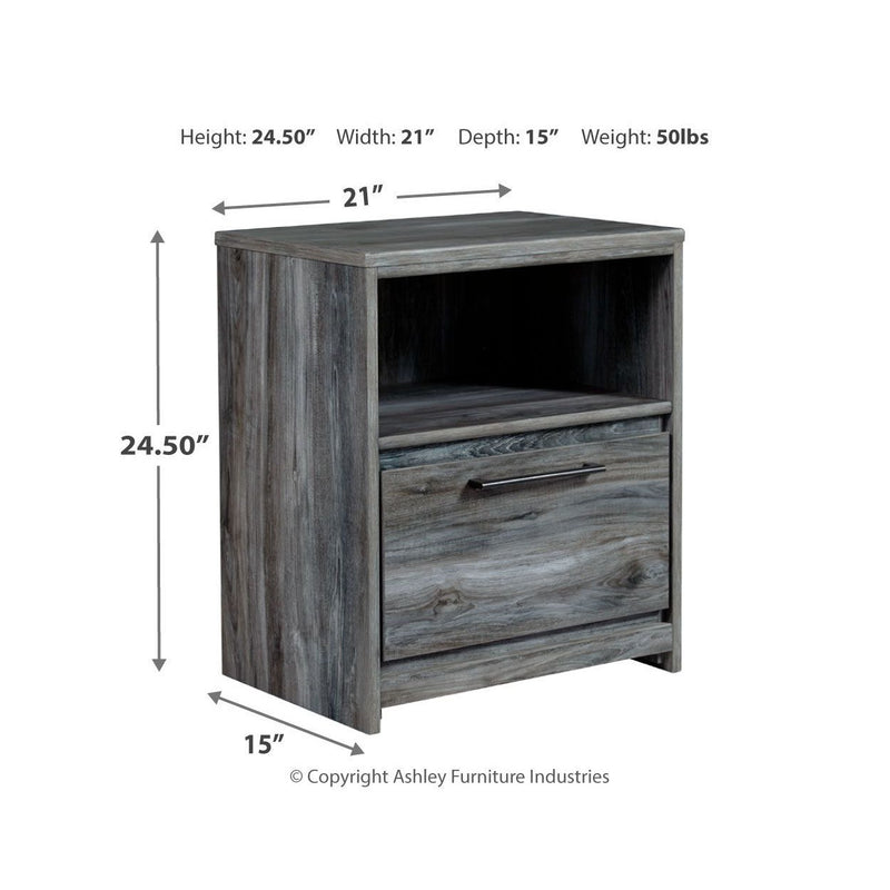 Baystorm - Gray - One Drawer Night Stand-Washburn's Home Furnishings