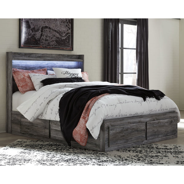 Baystorm - Gray - Queen Panel Bed With 4 Storage Drawers-Washburn's Home Furnishings