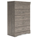 Bayzor - Gray - Five Drawer Chest-Washburn's Home Furnishings