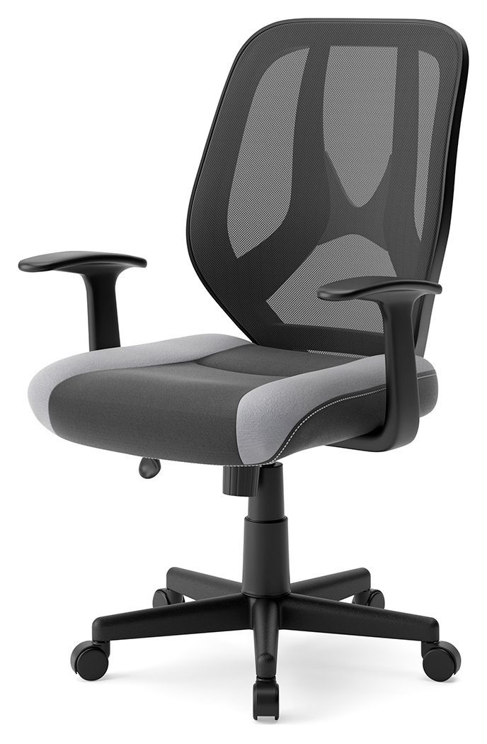 Beauenali - Light Gray/black - Home Office Swivel Desk Chair - Black Back-Washburn's Home Furnishings