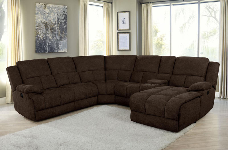 Belize - 6 Pc Motion Sectional - Brown-Washburn's Home Furnishings