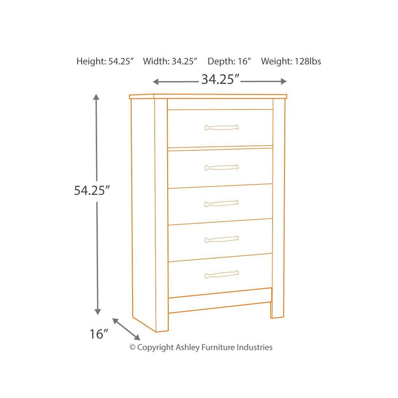 Bellaby - Whitewash - Five Drawer Chest-Washburn's Home Furnishings