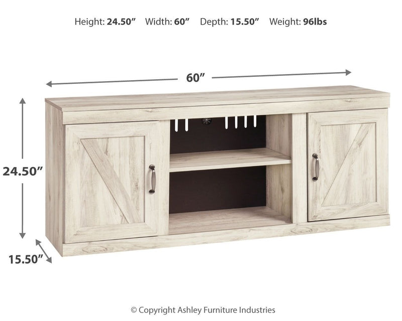 Bellaby - Whitewash - Lg Tv Stand W/fireplace Option - Small-Washburn's Home Furnishings