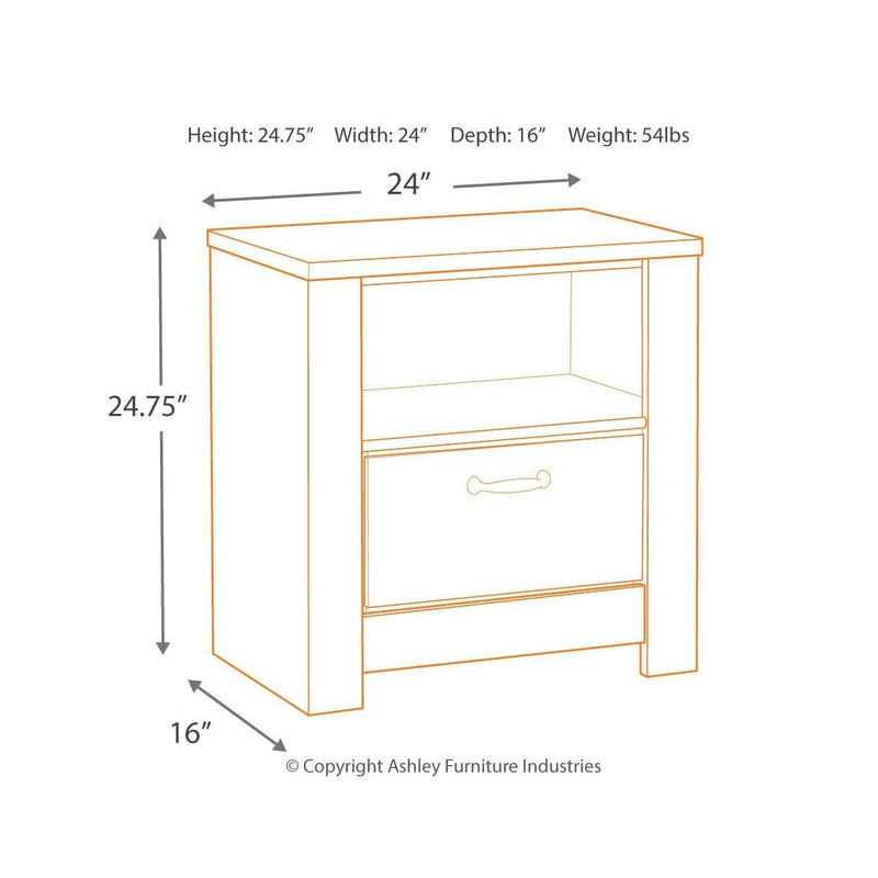 Bellaby - Whitewash - One Drawer Night Stand-Washburn's Home Furnishings