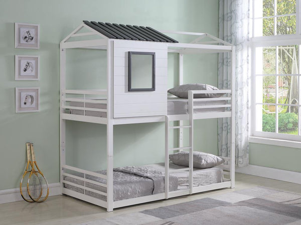 Belton - House-themed Twin Over Twin Bunk Bed - White-Washburn's Home Furnishings