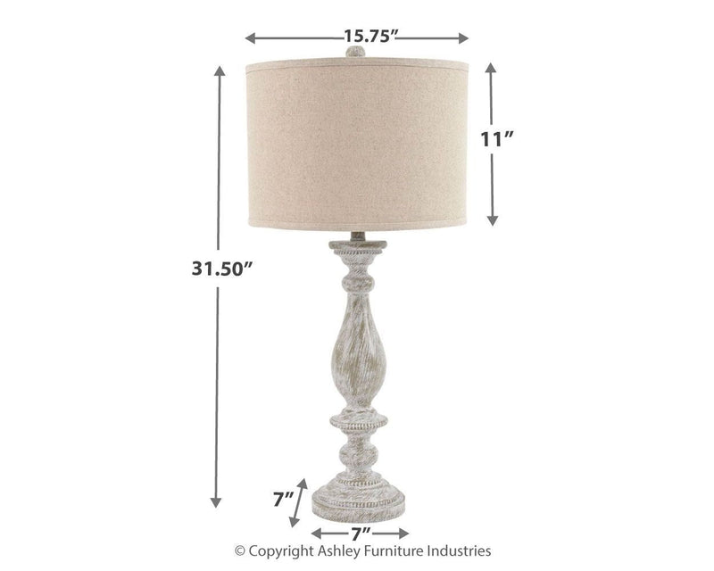 Bernadate - Whitewash - Poly Table Lamp (2/cn)-Washburn's Home Furnishings