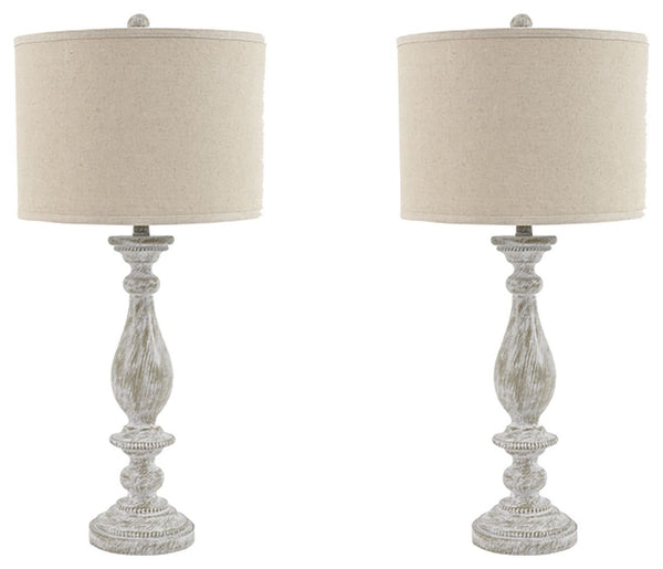 Bernadate - Whitewash - Poly Table Lamp (2/cn)-Washburn's Home Furnishings